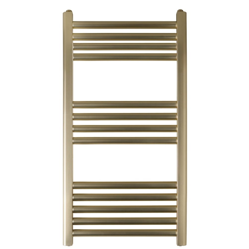 JTP Vos 800 x 400mm Brushed Brass Heated Towel Radiator Cut Out